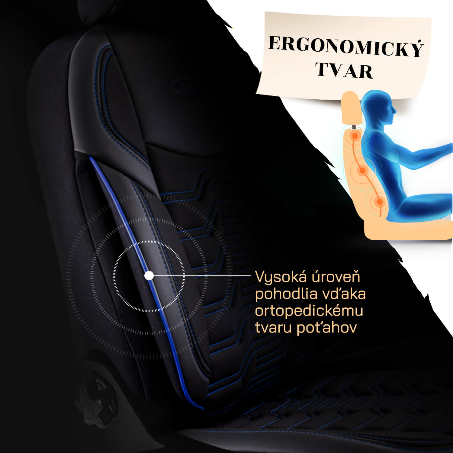 Ergonomický tvar autopoťahov BERLIN – Dokonalá podpora chrbta