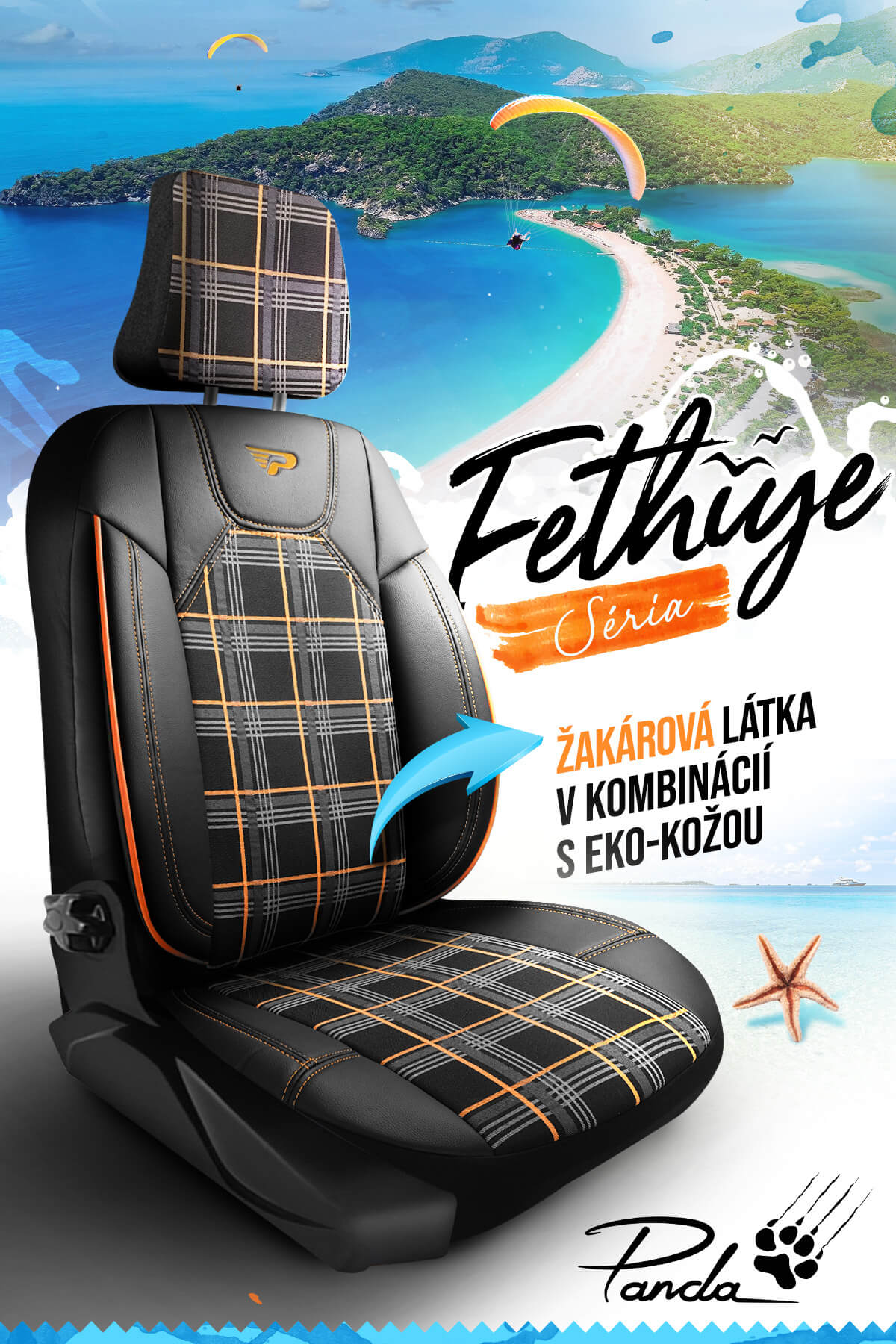 Autopoťahy FETHIYE čierno-oranžové – Kvalita a elegancia