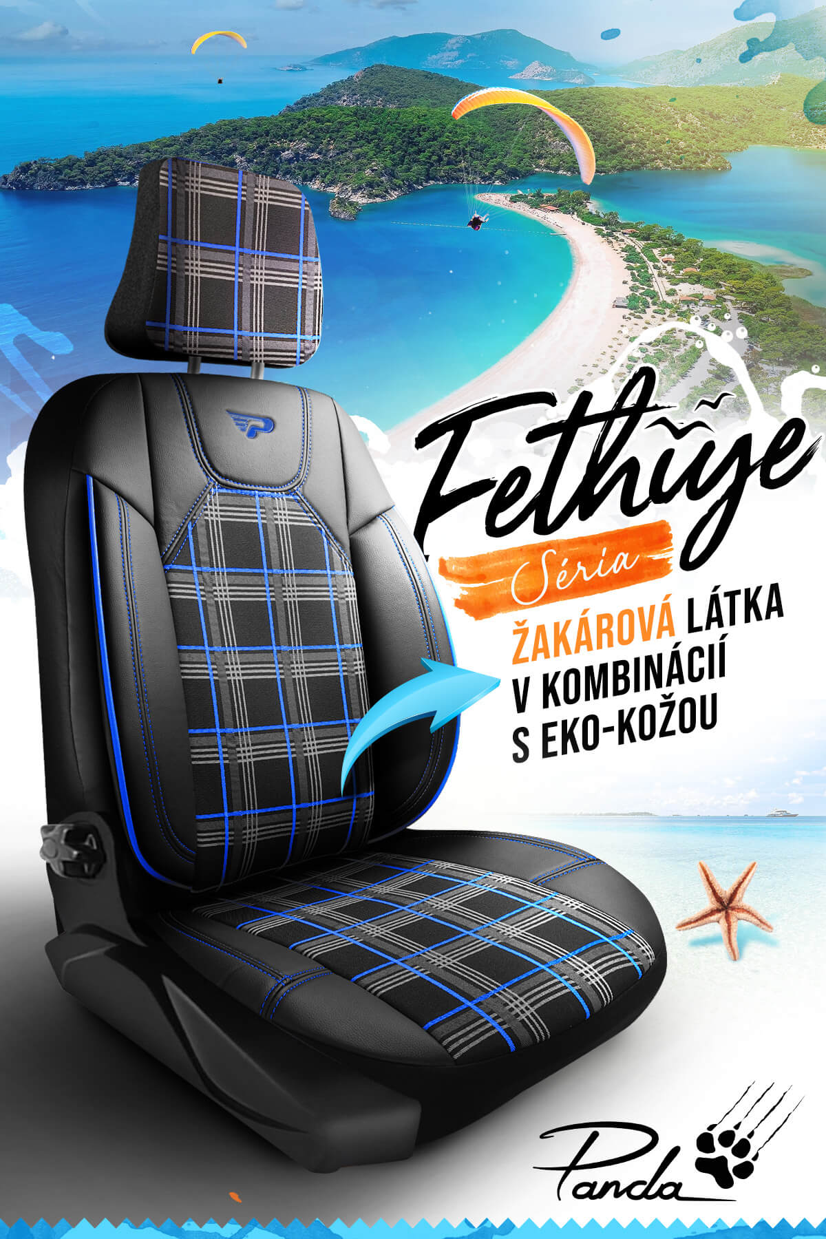 Autopoťahy FETHIYE čierno-modré – Kvalita a elegancia