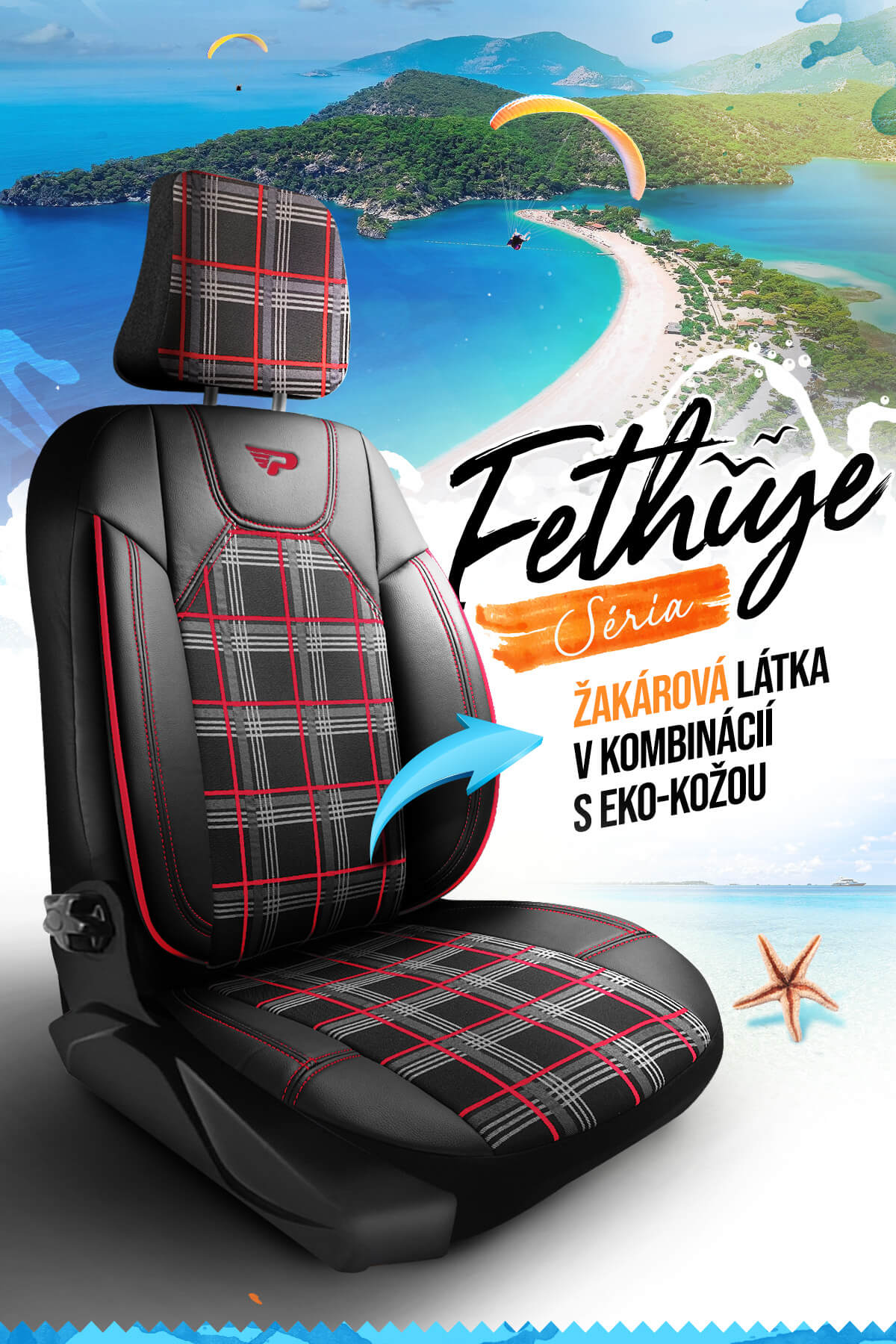 Autopoťahy FETHIYE čierno-červené – Kvalita a elegancia