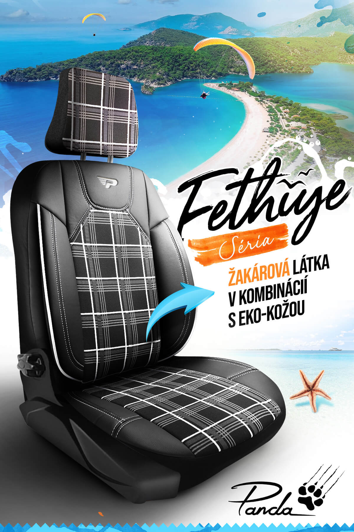 Autopoťahy FETHIYE čierno-biele – Kvalita a elegancia